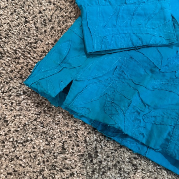 Chico's Teal Embroidered and Textured Jacket NWT in size 3 or XL - Picture 11 of 13